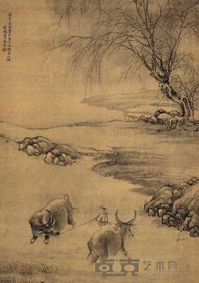 张敔 1790年作 牧牛图 立轴 86.5×60.5cm